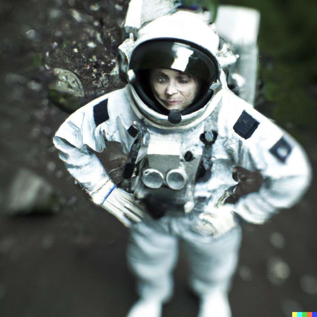an astronaut, photograph, extreme tilt shift
